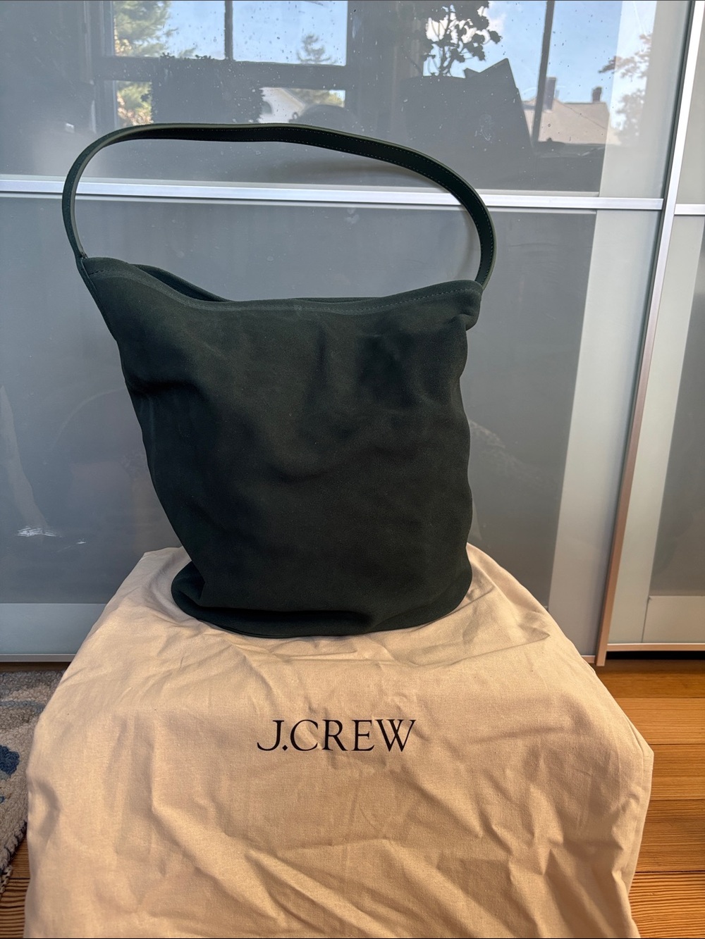 J. Crew Berkeley Dark Green Suede Tote NWT